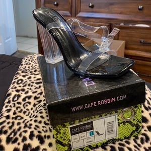 Clear black heels